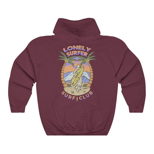 LonelySurfer Grieving Ghost Hoodie - Maroon