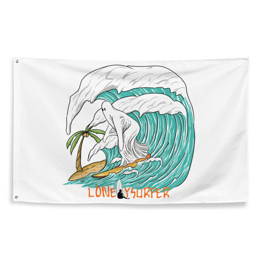 LonelySurfer Groovy Ghost Wall Flag