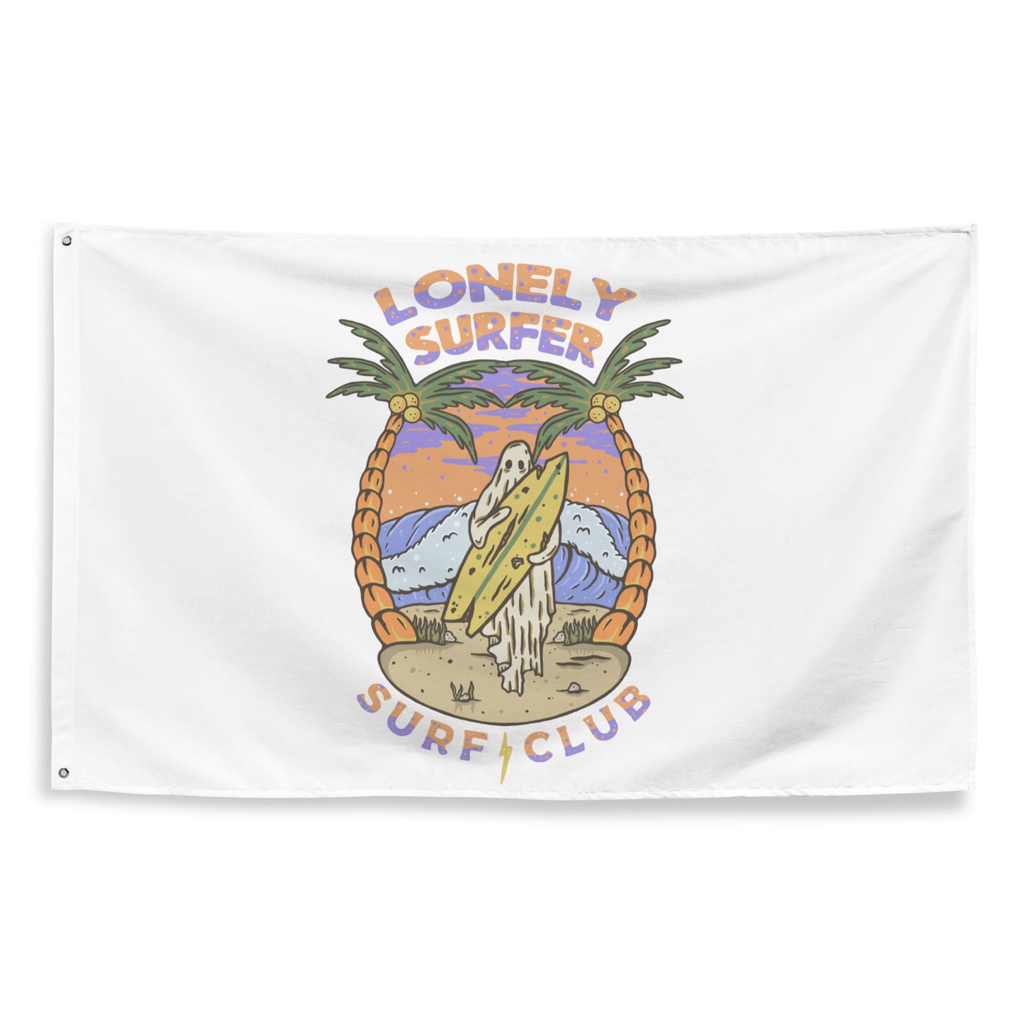 LonelySurfer Grieving Ghost Wall Flag