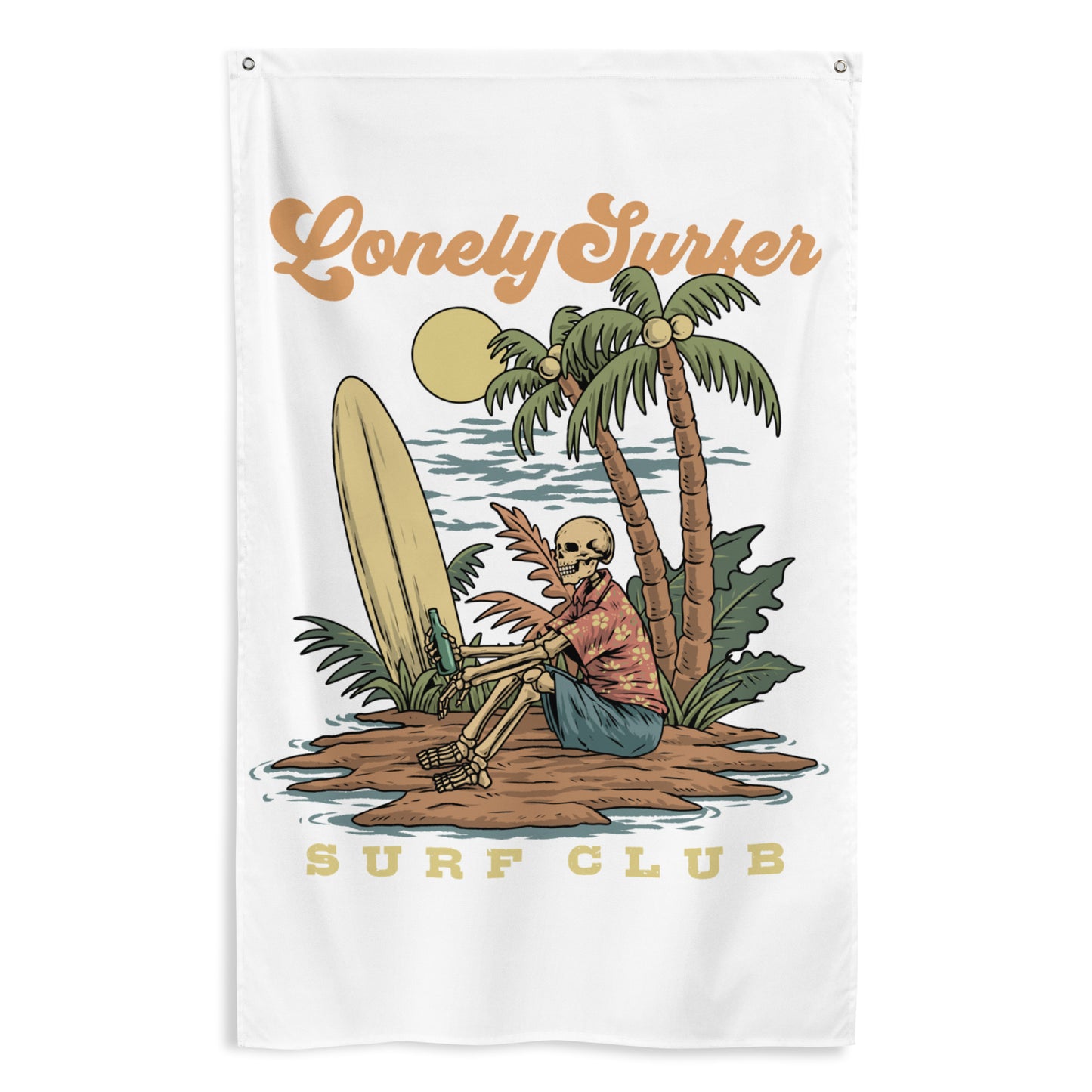 LonelySurfer Sad Skeli Wall Flag