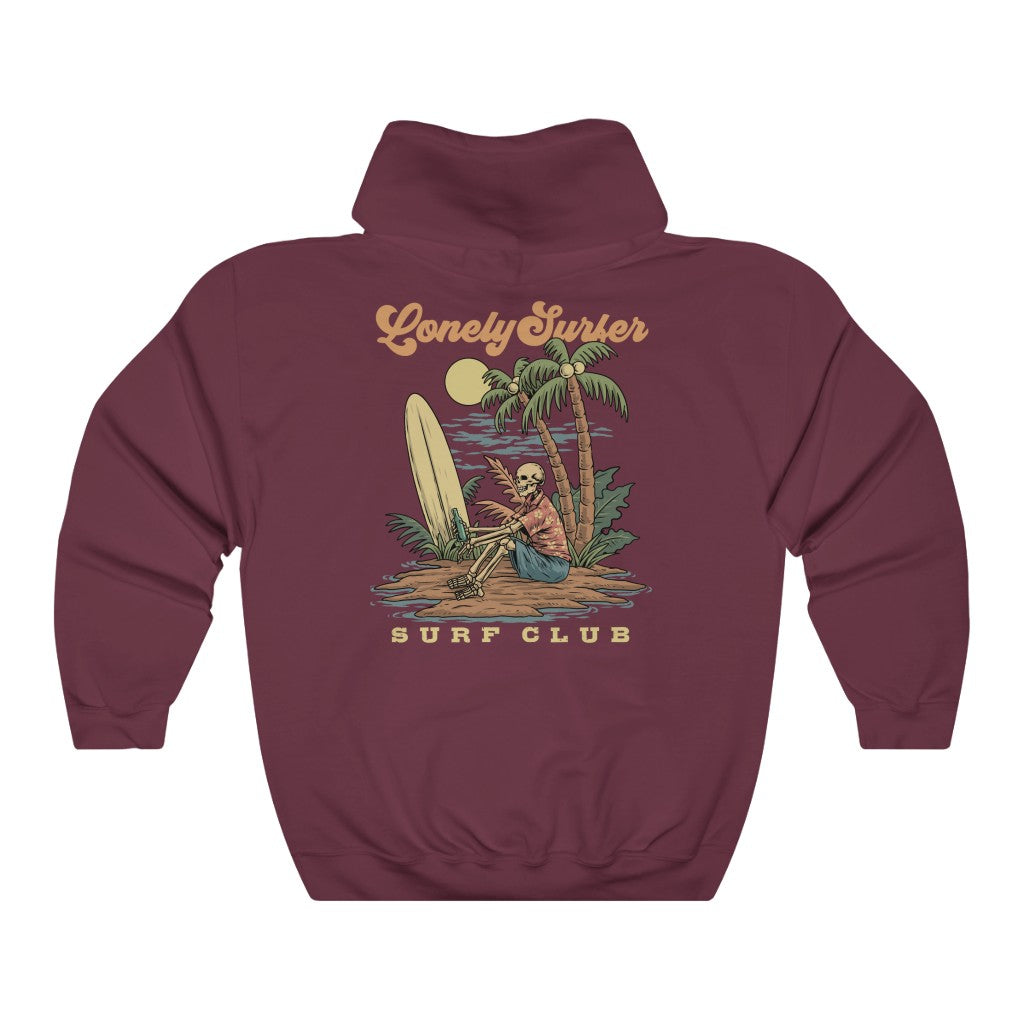 LonelySurfer Sad Skeli Hoodie - Maroon